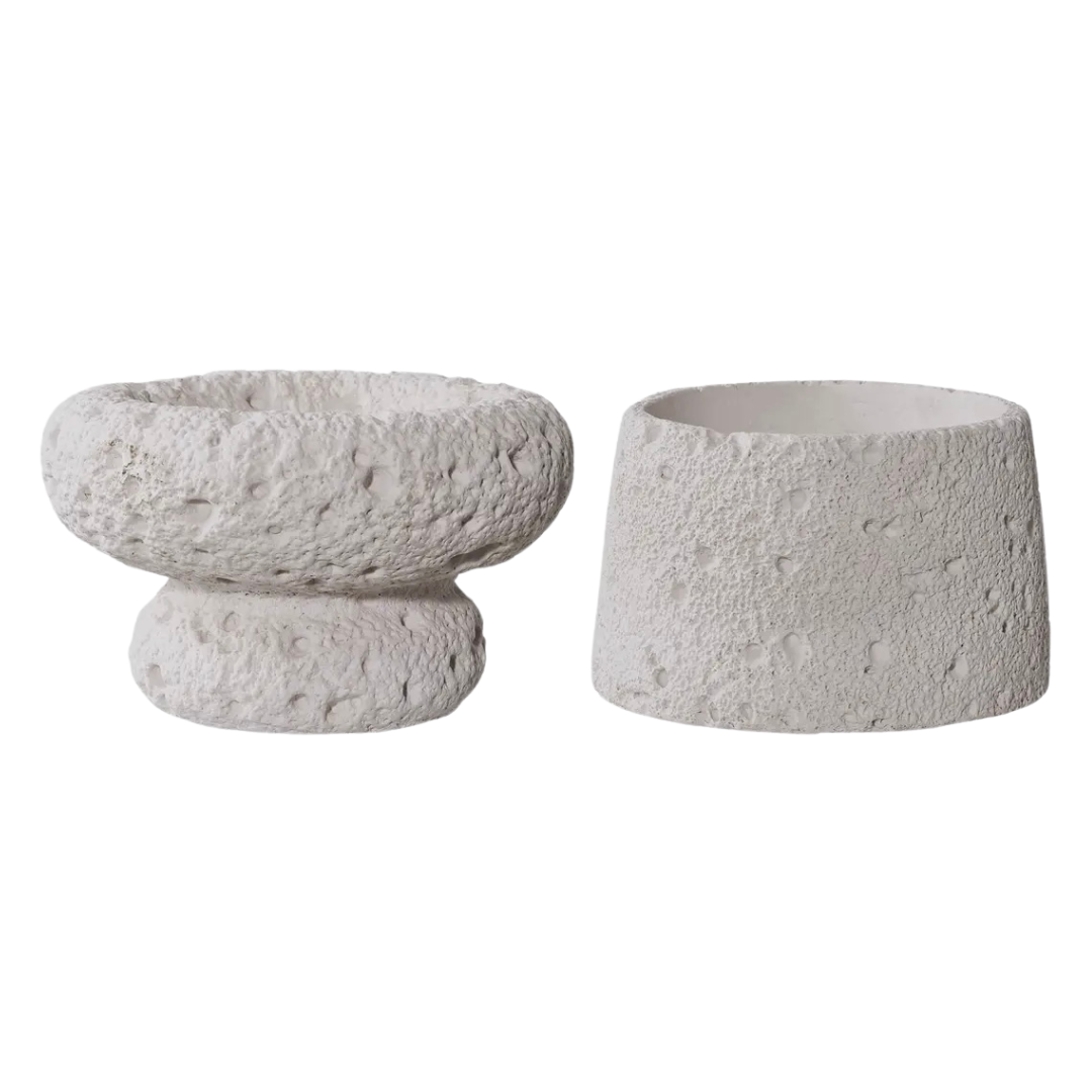 Kerzenhalter aus Zement in Farbe grau. 2-er Set in verschiedenen Formen